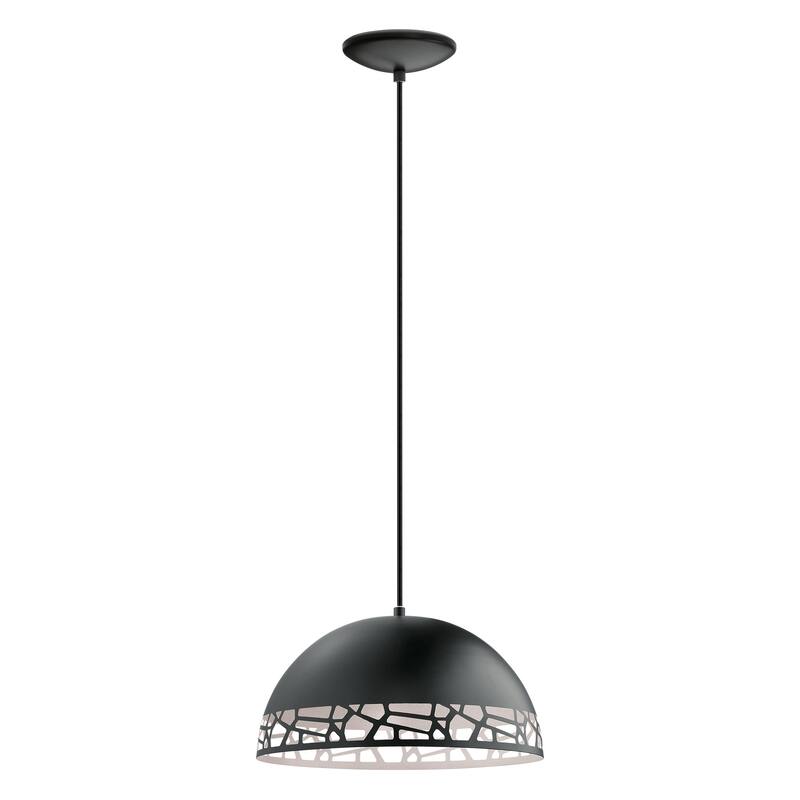 Eglo Savignano 1-Light Pendant in Matte Black - Matte Black & White