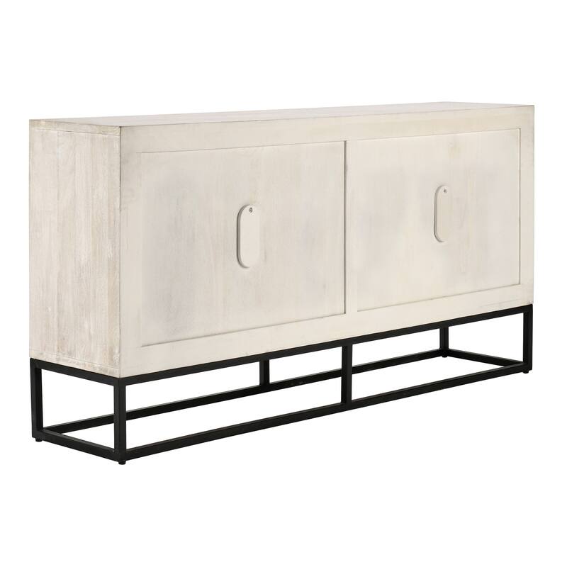 Classic Home Flint Four-Door Mango Wood Sideboard in Whitewash