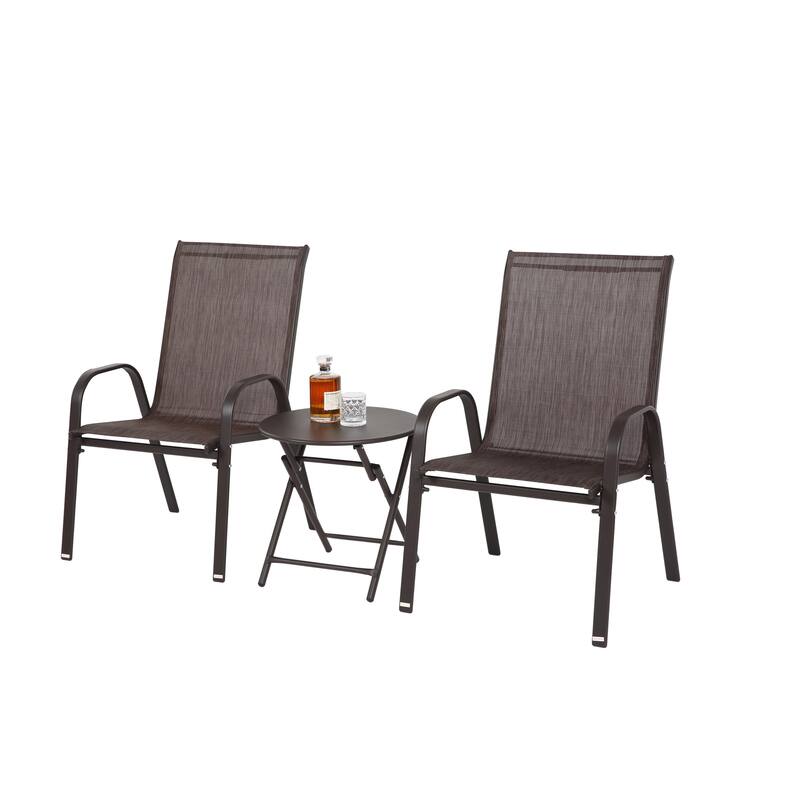 3 Piece Outdoor Patio Bistro Set, Conversation Sets for Beach Poolside or Garden