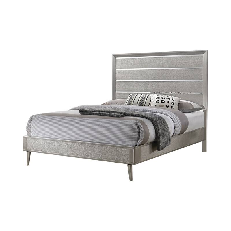 Ramon Modern Classic Wood Panel Bed Metallic Sterling