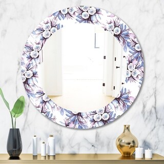 Designart 'Purple Bloom 1' Printed Traditional Frameless Oval or Round ...