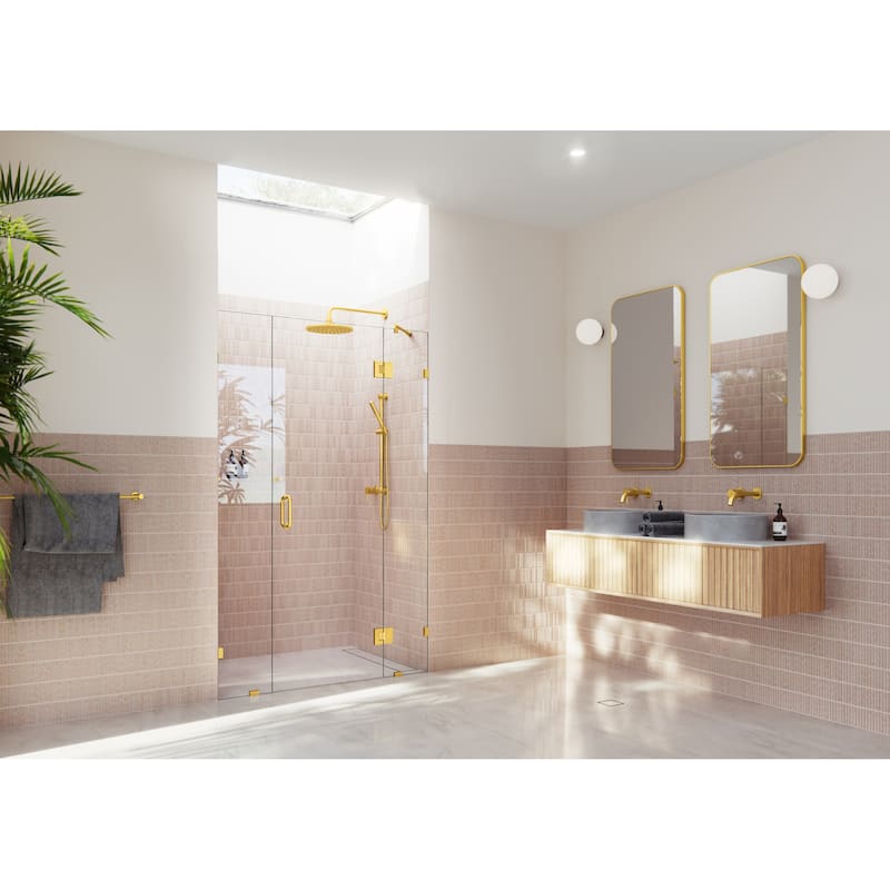 Glass Warehouse GHF-54.75 Stellar 78" High x 54-3/4" Wide Hinged - Satin Brass
