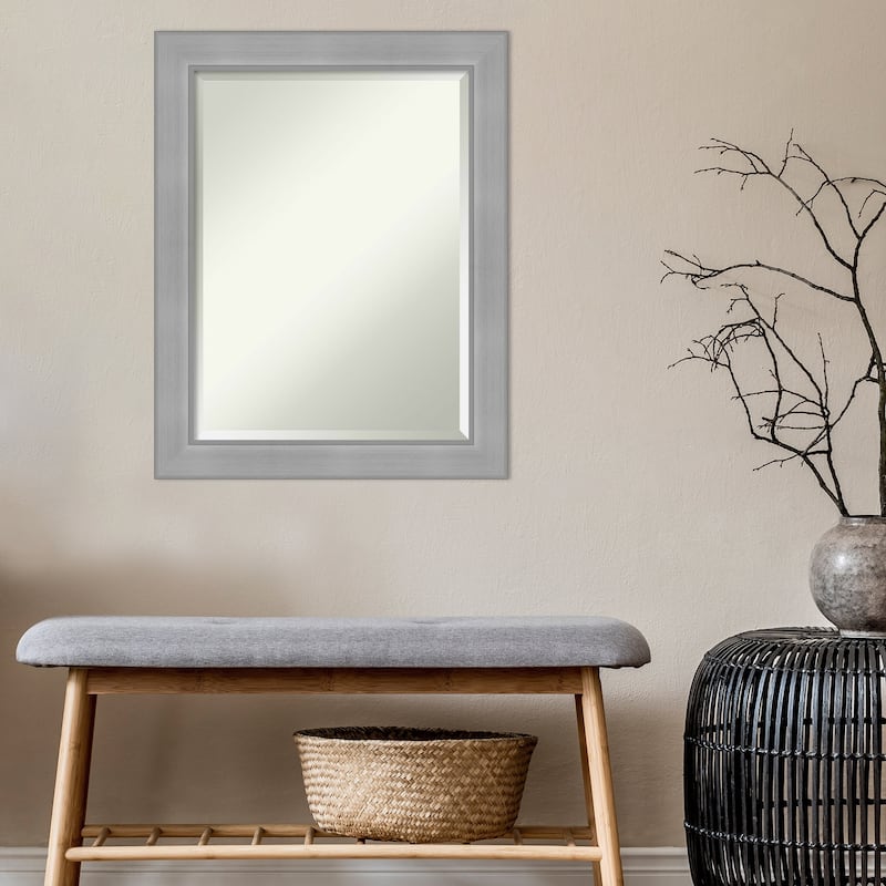 Beveled Bathroom Wall Mirror - Vista Brushed Nickel Frame