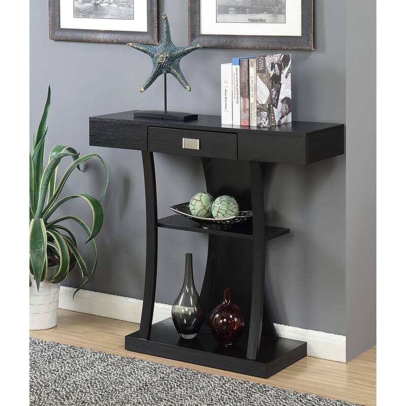Convenience Concepts Newport 1 Drawer Harri Console Table with Shelves - Black