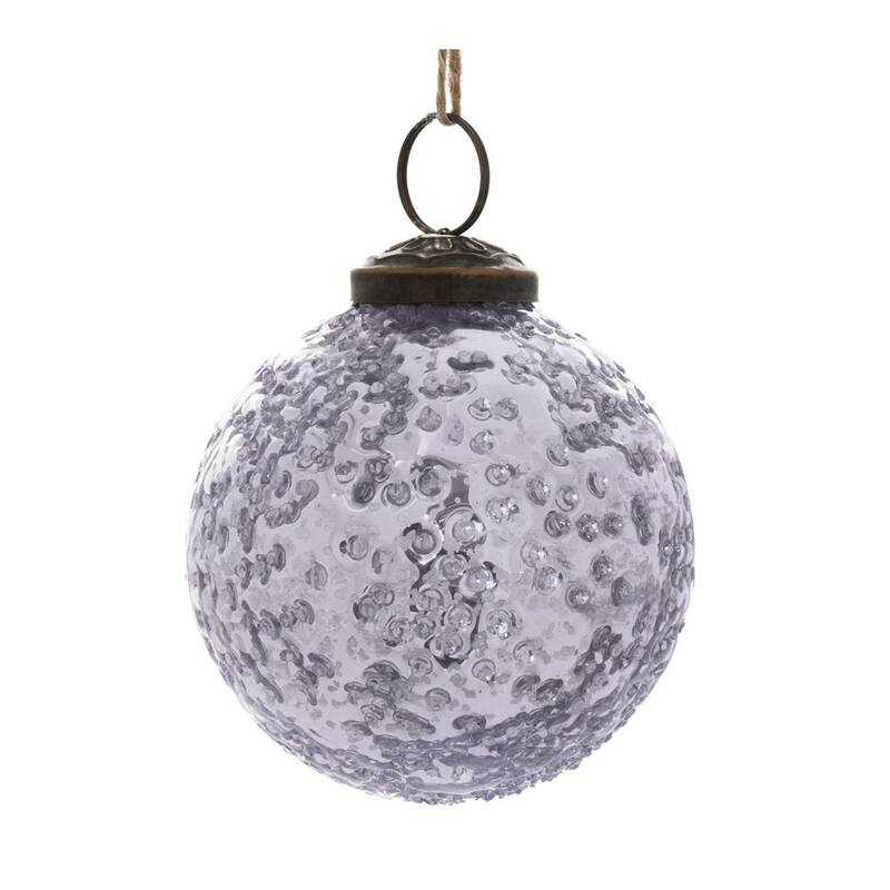 Hammered Glass Christmas Ball Ornaments - 4" (101.6mm) - Purple - 6ct