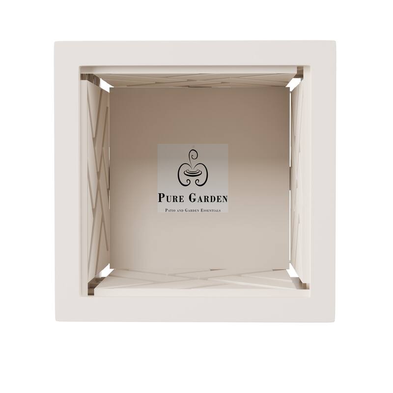 Lattice Design Planter Box - 14.75-Inch-Square Decorative Outdoor Flower or Plant Pot by Pure Garden - 14.75 x 14.75 x 13