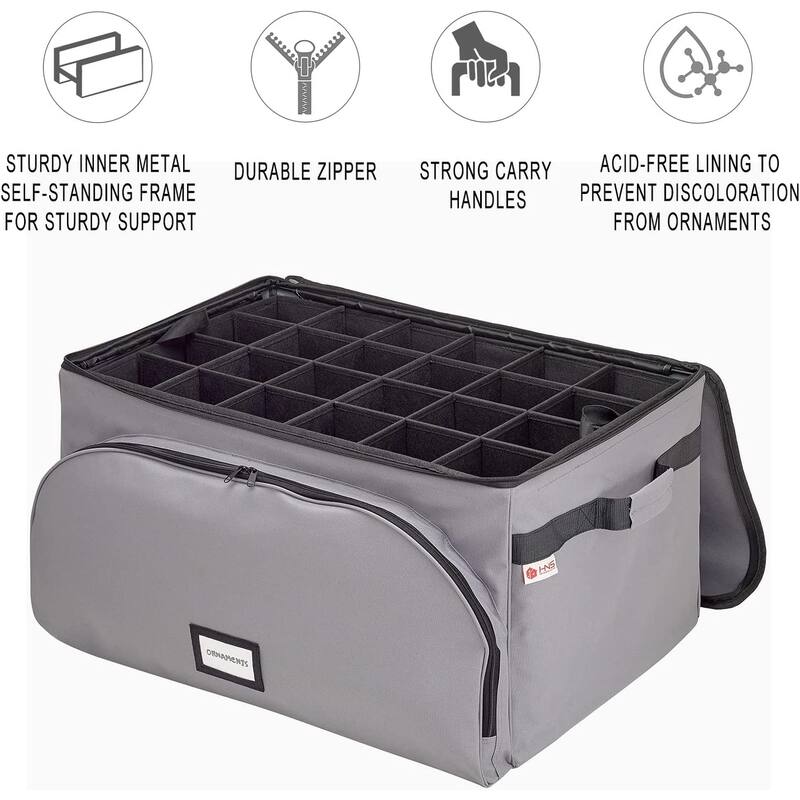 HOLDN’ STORAGE Premium Christmas Ornament Storage Containers – Holds Up to 72- 4” ornaments 3 Individual Trays