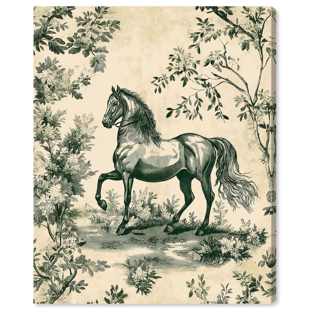 Equestrian Etching Canvas by Art Remedy, Gallery Wrapped