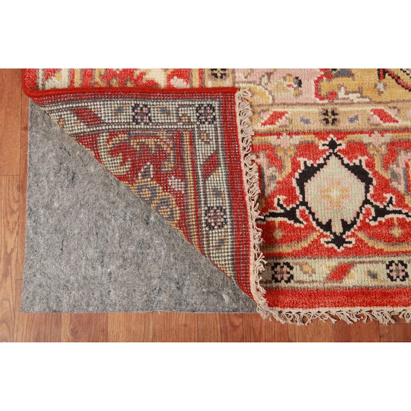 Geometric Heriz Serapi Oriental Rug Handmade Beige Wool Carpet - 7'11" x 9'10"