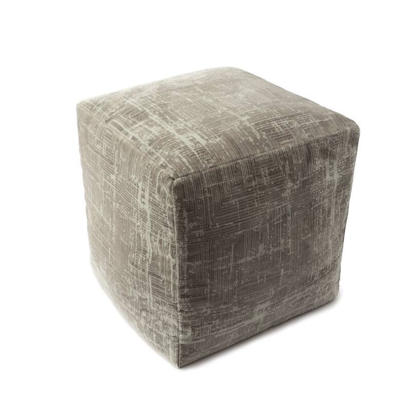 Sevita Gray/Ivory Contemporary Geometric Polyester Blend Pouf