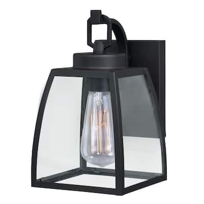 Granville 1 Light Bronze Geometric Outdoor Wall Lantern Clear Glass - 6-in W x 10.5-in H x 7.25-in D