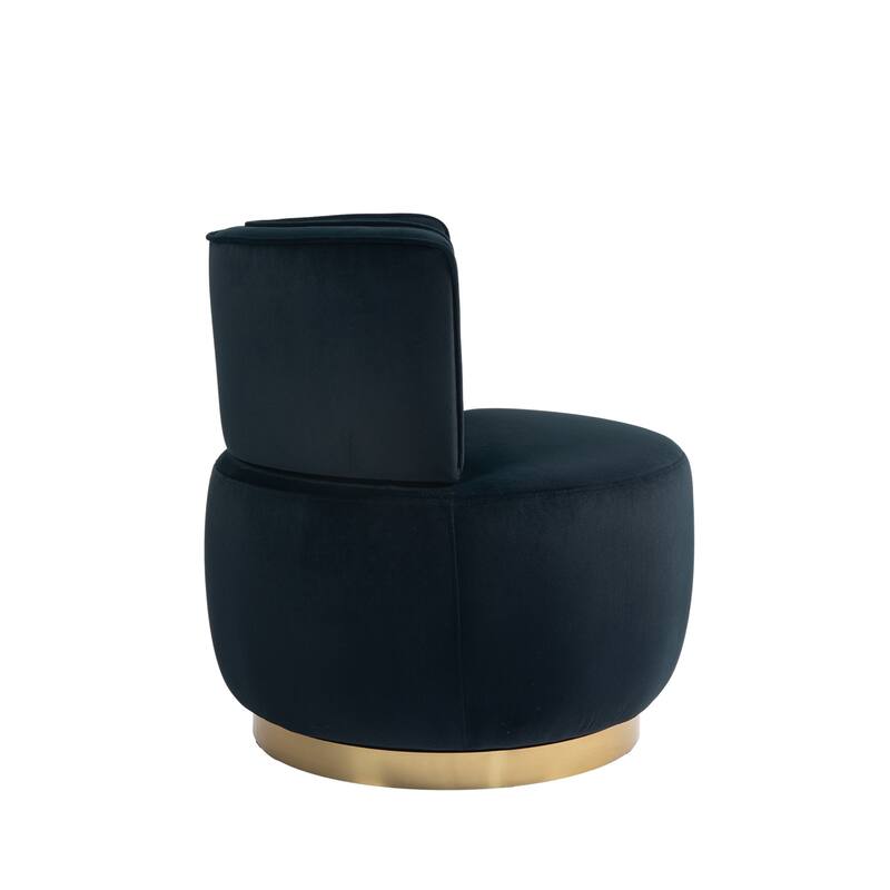 Velvet Swivel Accent Barrel Chair, Upholstered Comfy Single Sofa Chair, Round Armchairs with Wrap-around Barrel Dackrest