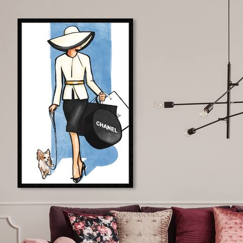 Oliver Gal 'Go For a Walk' Fashion and Glam Wall Art Framed Print Outfits - White, Blue