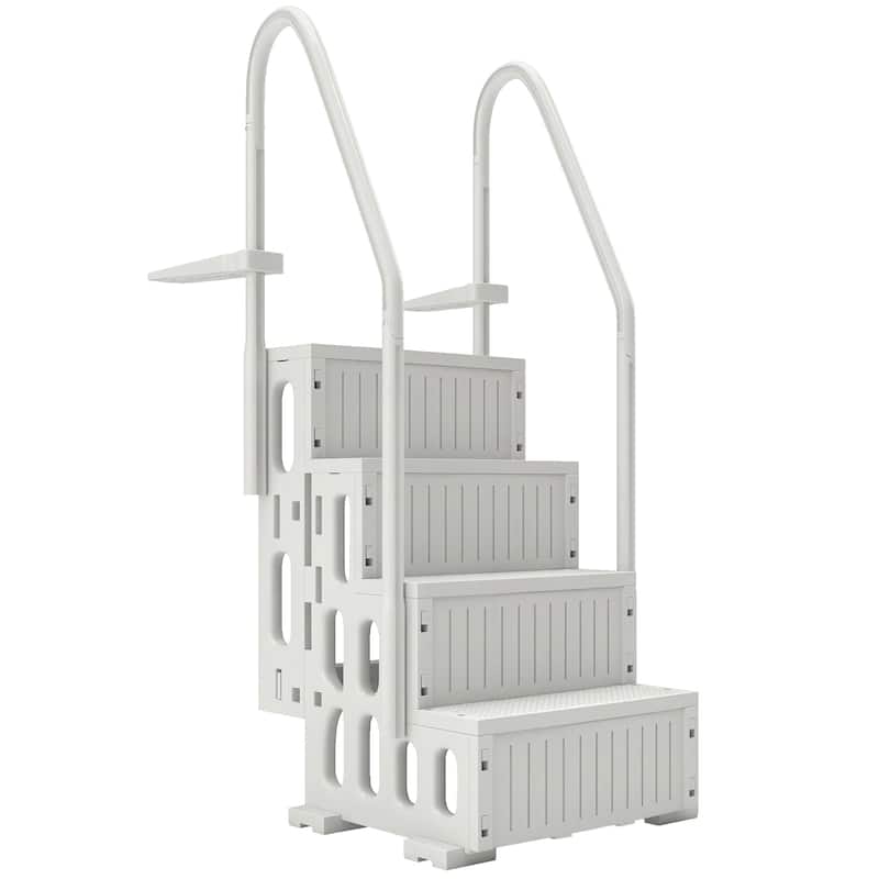 Outsunny 4-Step Swimming Pool Ladder, HDPE with Dual Handrails and Non-Slip Steps for Above Ground Pools