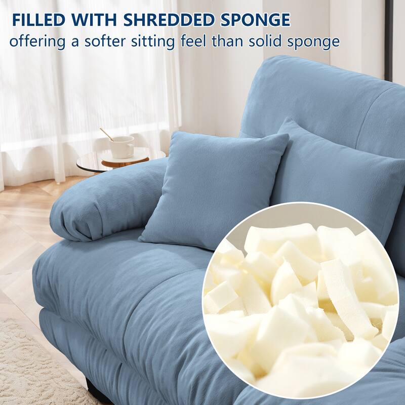 GDFStudio - Chenille 2-Seater Cloud Couch Sleeper Sofa with Round Bolster Armrests