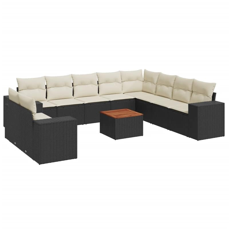 vidaXL Patio Sofa Set with Cushions Outdoor Furniture 11 Piece Poly Rattan - 21.7 x 21.7 x 14.6