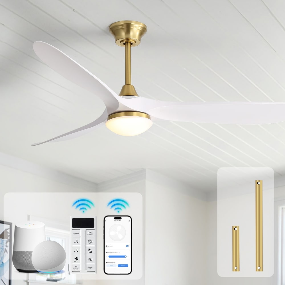 Sofucor 60"Ceiling Fan with Light and Remote Control,Outdoor/Indoor High CFM Quiet 3 ABS Blades for Patio,Porch,Farmhouse,Gazebo