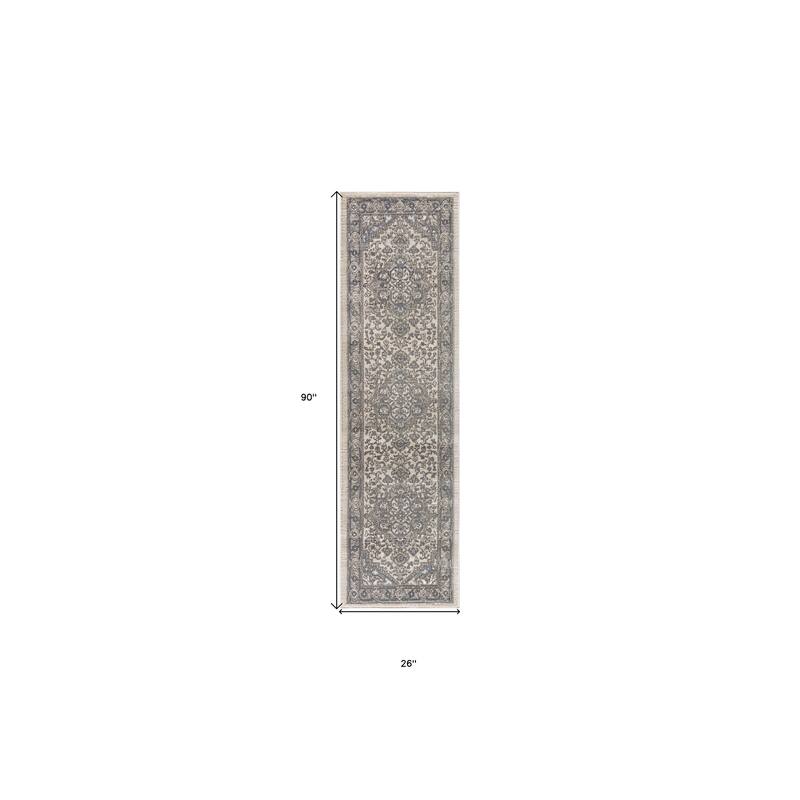 Power Loomed Distressed Traditional Area Rug