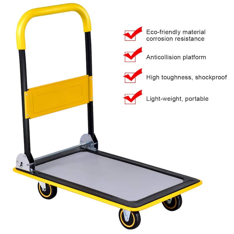 Costway 330lbs Folding Platform Cart Dolly Push Hand Truck Moving