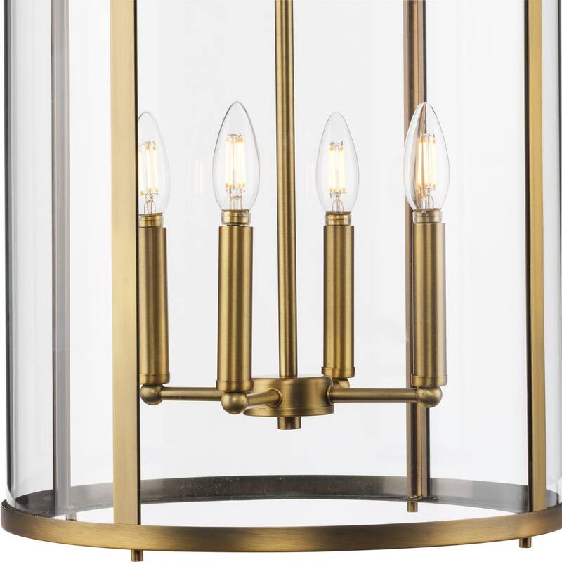 Gilliam Collection Four-Light Vintage Brass New Traditional Hall & Foyer - 15 in x 15 in x 30.62 in