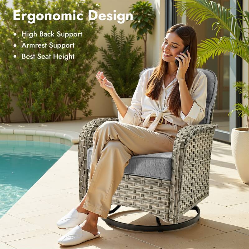 OVIOS 9 Pieces T shaped Seat Curved Swivel Chair Set With Fire Pit