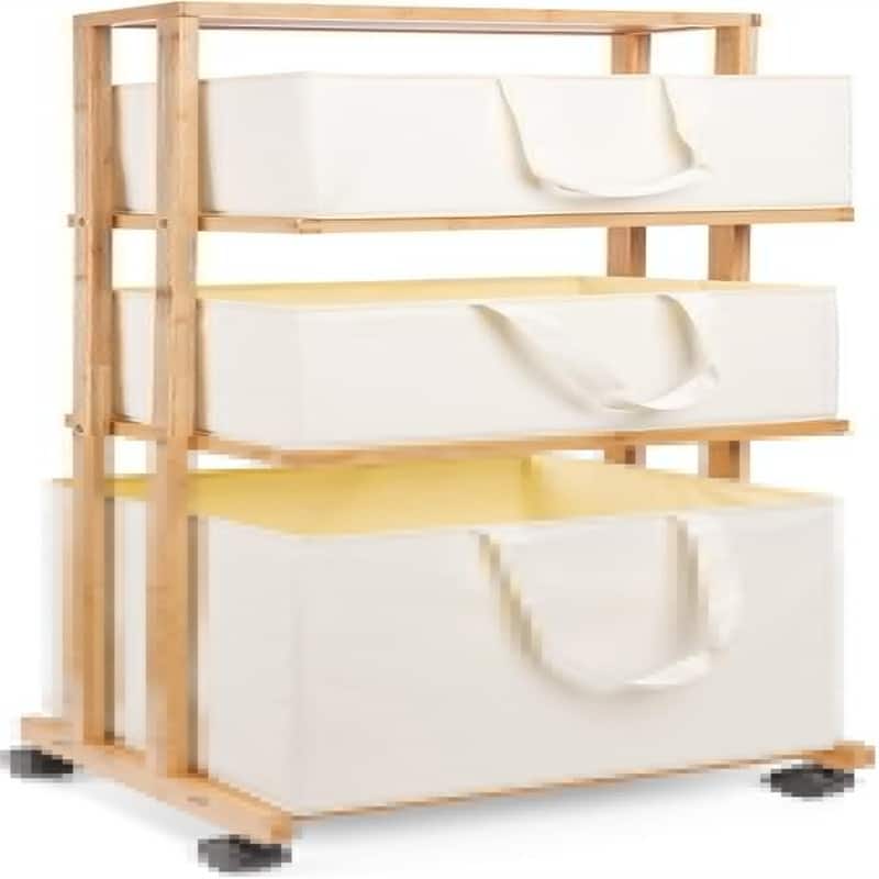 Laundry Basket 3 Tier Bamboo Storage Shelf - ‎16.54 x 13.4 x 47.64 - ‎16.54 x 13.4 x 47.64 - Natural