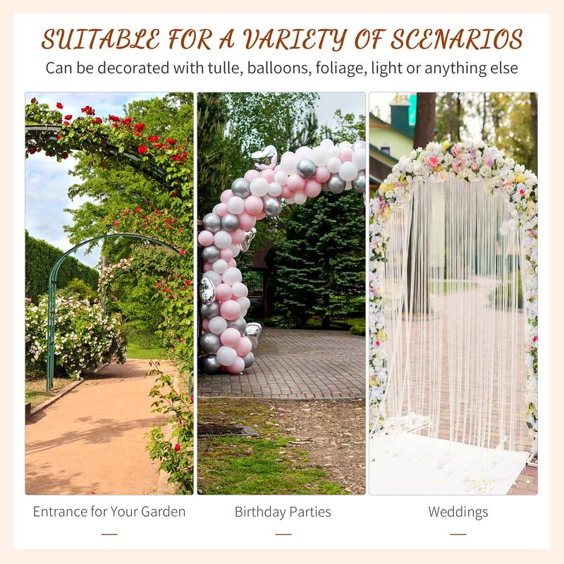 82''Decorative Metal Garden Trellis Arch with Durable Steel Tubing & Elegant Scrollwork, Perfect for Weddings