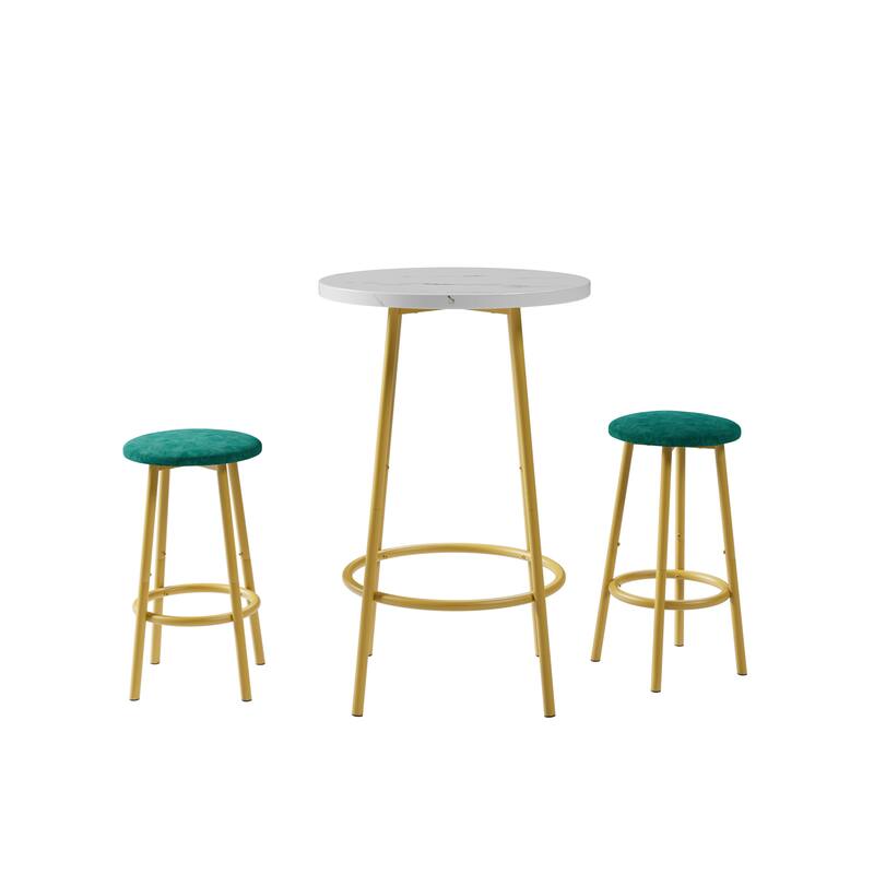 3-Piece Bar Table Set with 2 Bar Stools - Modern Pub Table