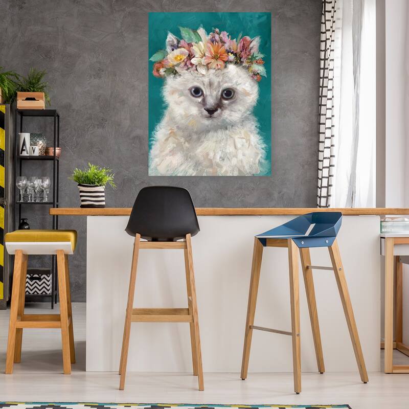 Flower Power Kitty I By Studio Arts Canvas Art Print