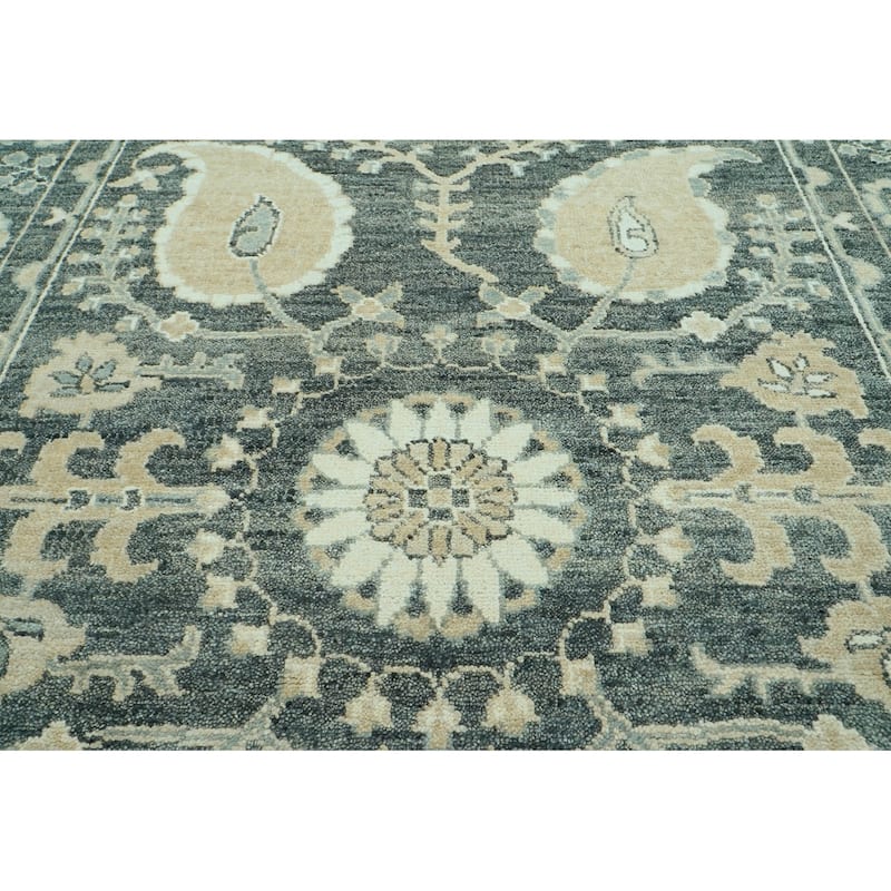 Slate Transitional Oushak Wool Rug 8x10 Hand Knotted by LoomBloom - 8' 2'' x 10'