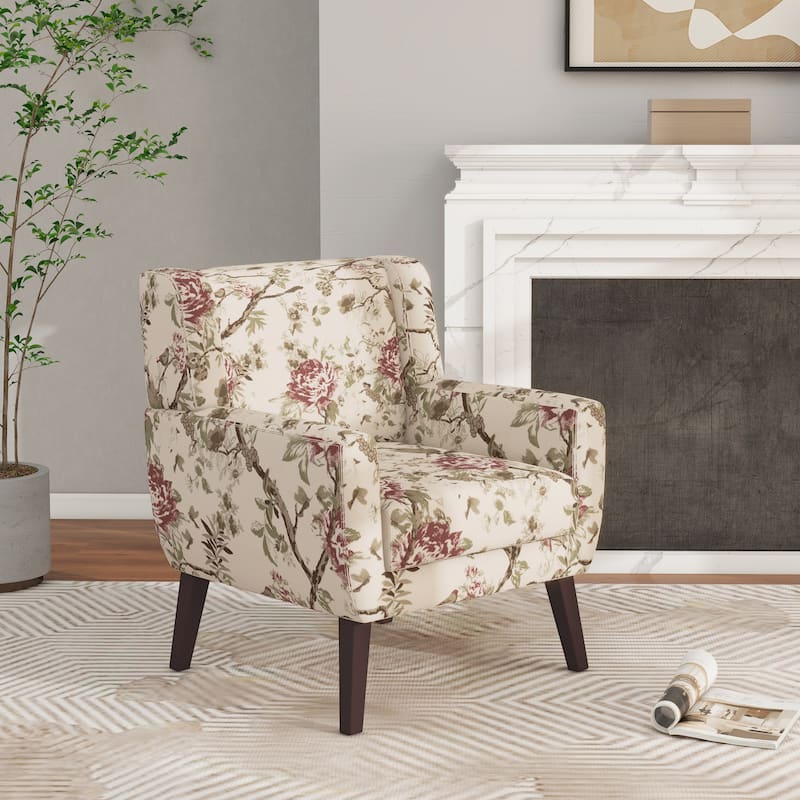 Modern Upholstered Faux Leather Tufted Armchair Linen Accent Chairs