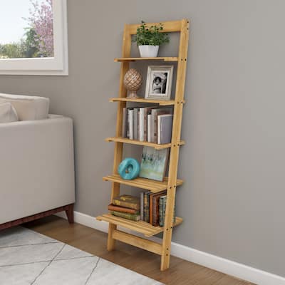 Lavish Home 5-Tier Leaning Ladder Bookshelf