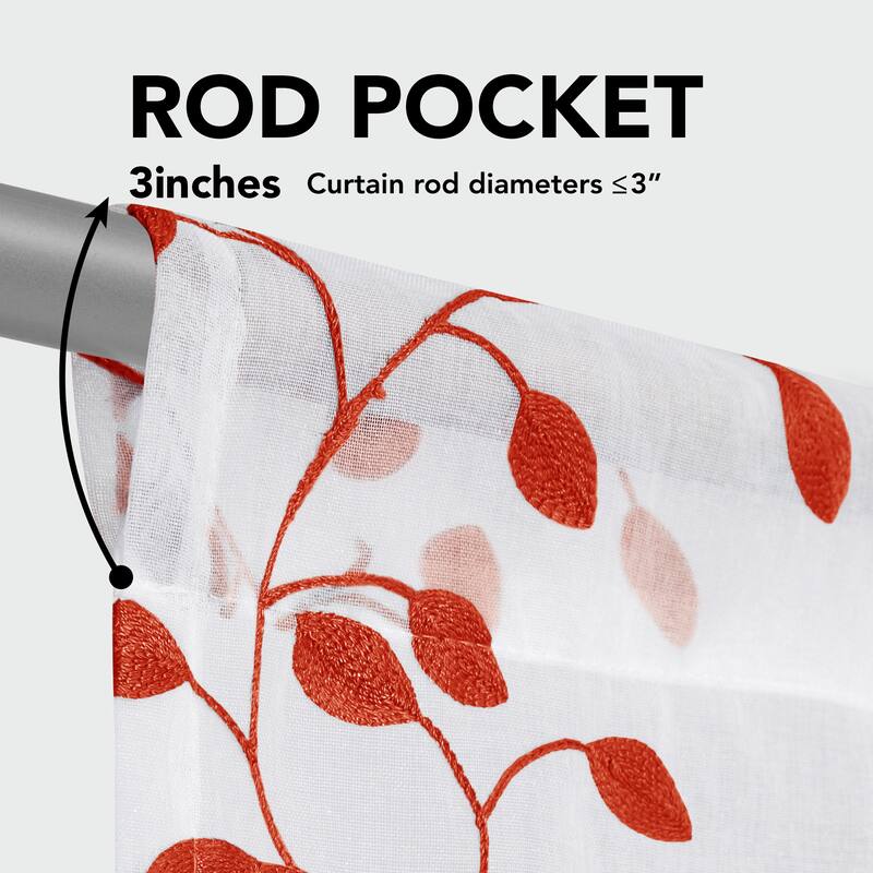 Deconovo Tie up Sheer Curtains Embroidery Pattern Shades