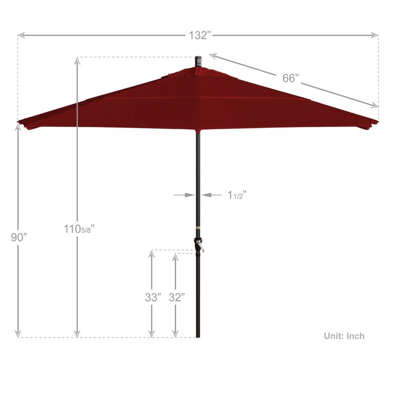 California Umbrella 11' Round Aluminum Crank Open Auto Tlit Patio Umbrella, Bronze Finish, Double Wind Vent.