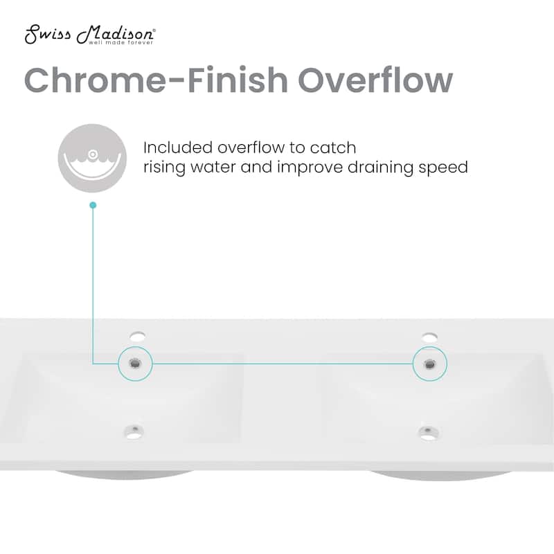 48" Ceramic Vanity Top With Double Basins