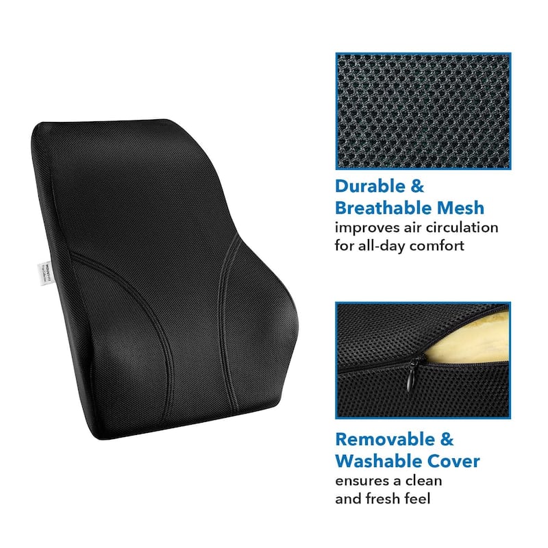Mount-It! Ergo Collection Memory Foam Full-Back Cushion, Black (MI-1106)