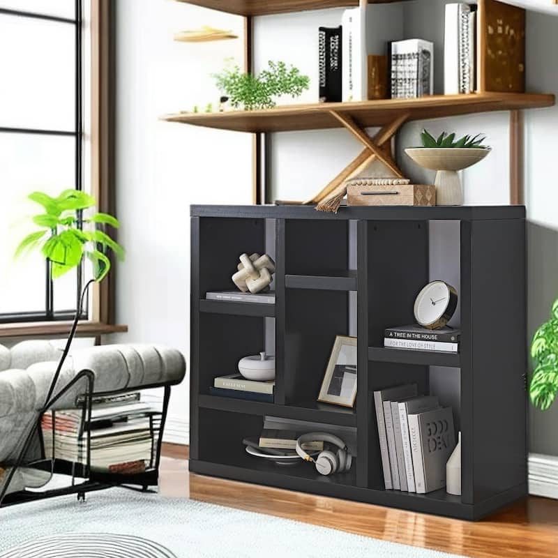 3-Shelf Solid Wood Bookcase Vintage Storage Cabinet Rack