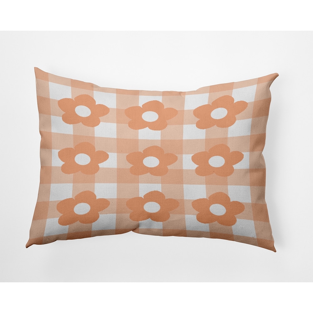 Flowers on Gingham Decorative Throw Pillow