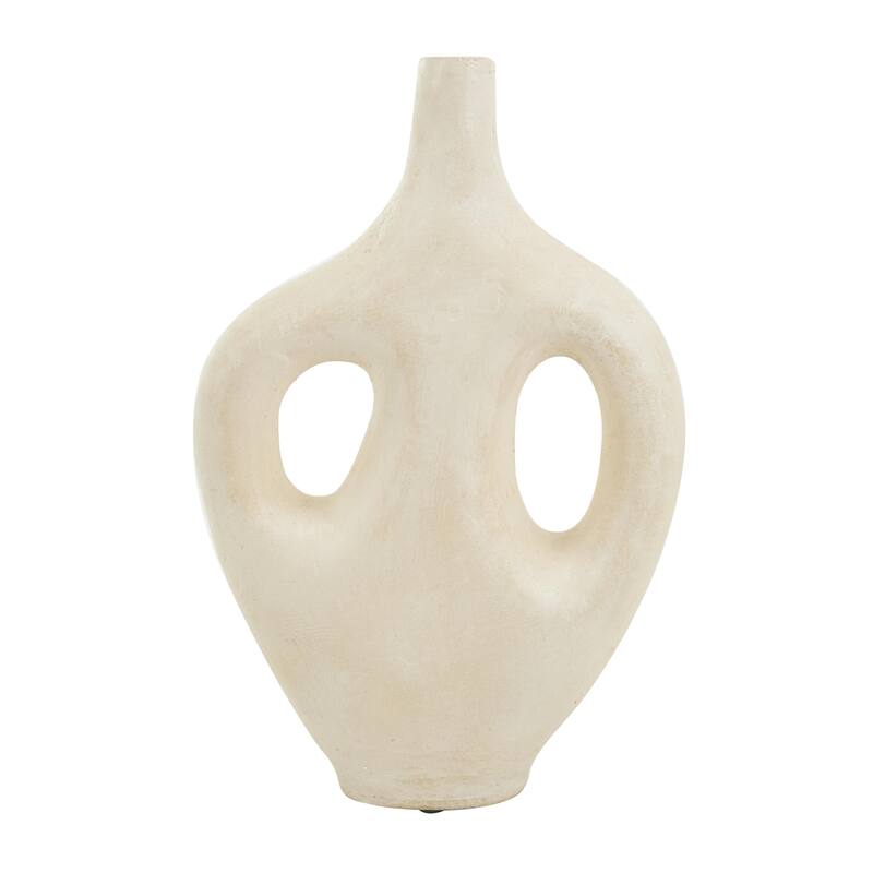 Paper Mache Abstract Double Handle Decorative Vase - Beige - Roche River Decor