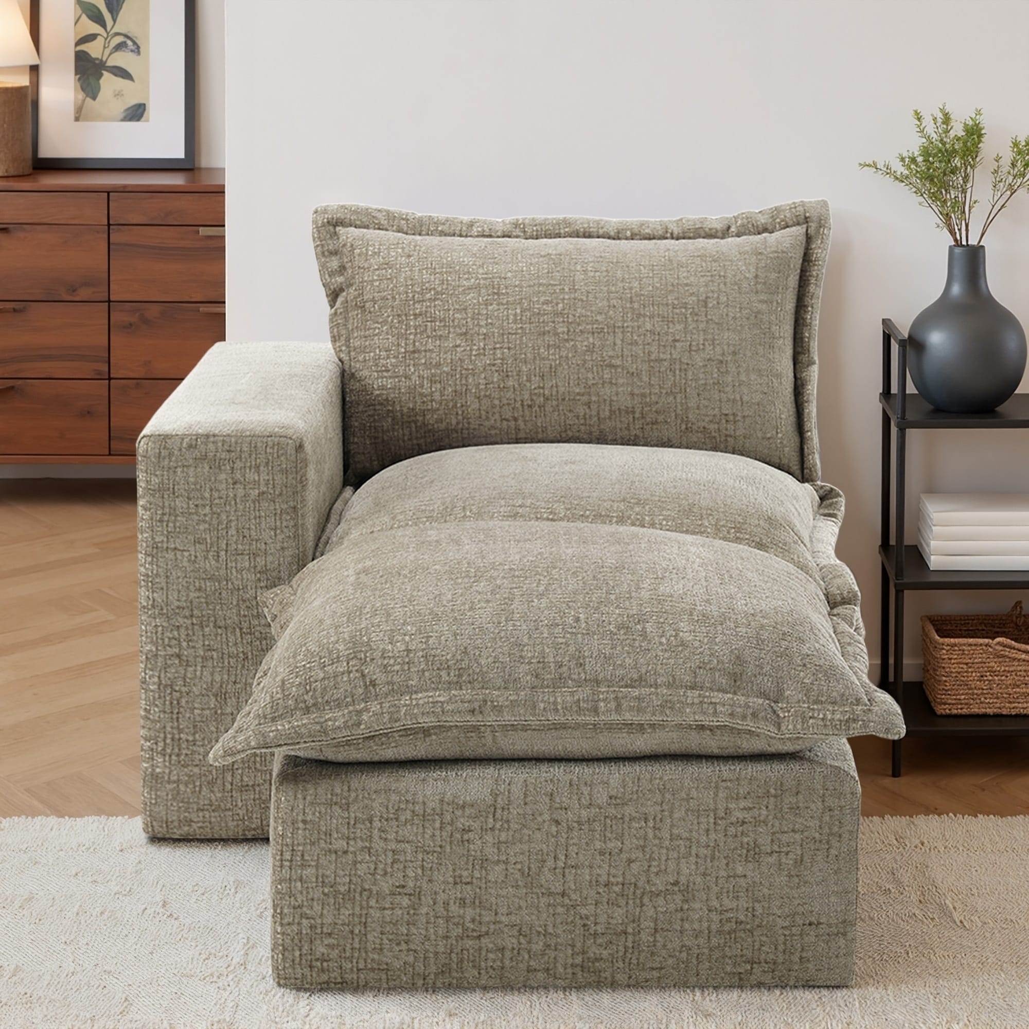 Chenille L-Shaped Modular Sectional Sofa Comfy Cloud Couch For Living Room