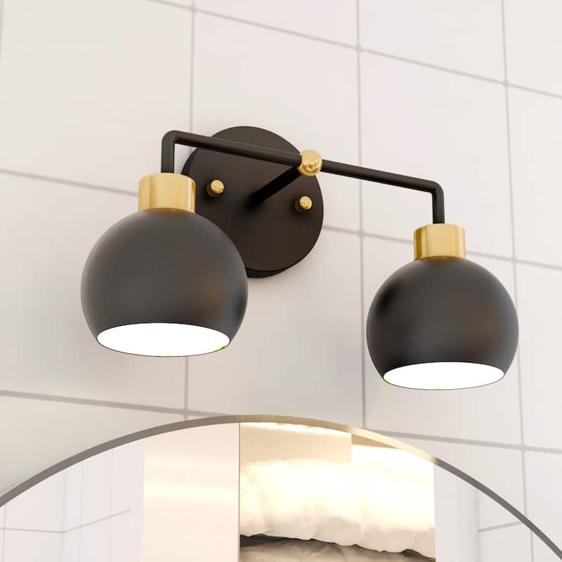 OROMA HOME 2-Light Metal Bathroom Vanity Light E26 Bulb Base 110V - N/A - Black