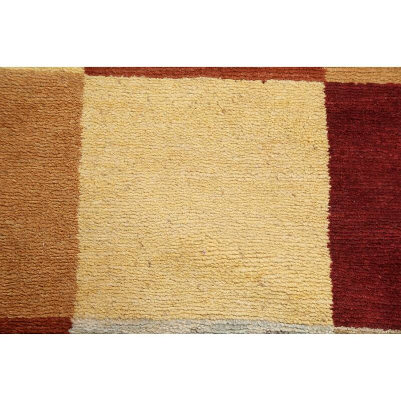 Checkered Gabbeh Kashkoli Oriental Runner Rug Hand-knotted Wool Carpet - 2'2" x 6'0"