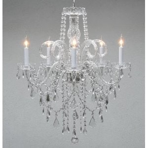 Authentic Swag Plug In Chandelier All Crystal H30 x W24