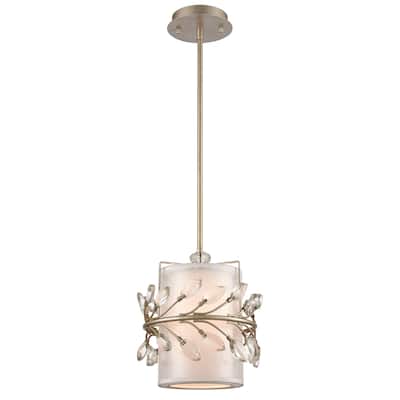 Elk Home Asbury Aged Silver With Silver Organza Shade 1 Light Pendant