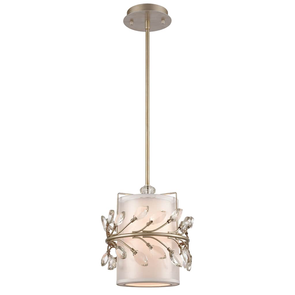 Elk Home Asbury Aged Silver With Silver Organza Shade 1 Light Pendant
