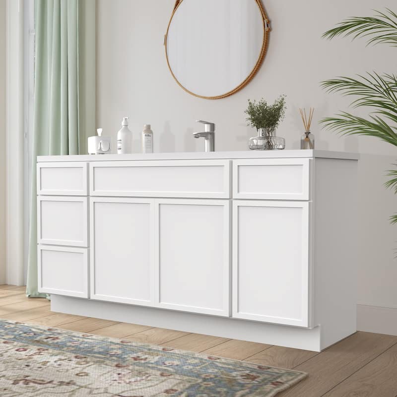 Vanity Art 66" Birch Freestanding Bathroom Vanity Cabinet without Top