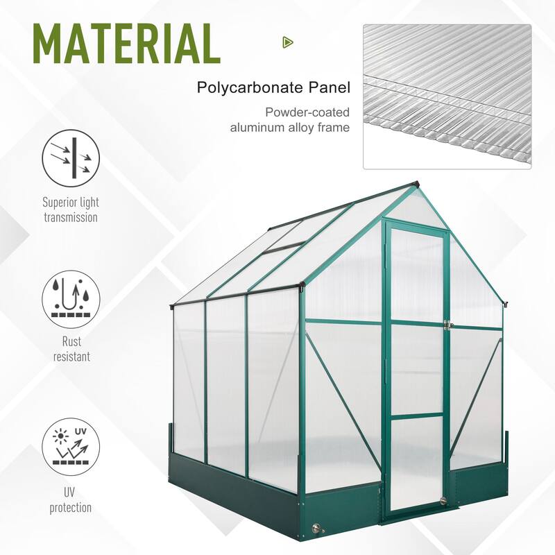 Outsunny Walk-in Plant Greenhouse for Backyard/Outdoor Use with Temperature Controlled Window, Aluminum Frame, PC Board