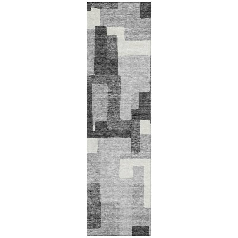 Machine Washable Indoor/ Outdoor Chantille Modern Blocks Rug