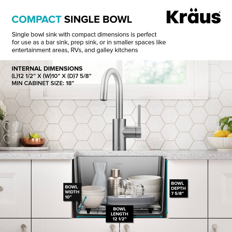 KRAUS Fairlane Undermount 18 Gauge Stainless Steel Kitchen Sink