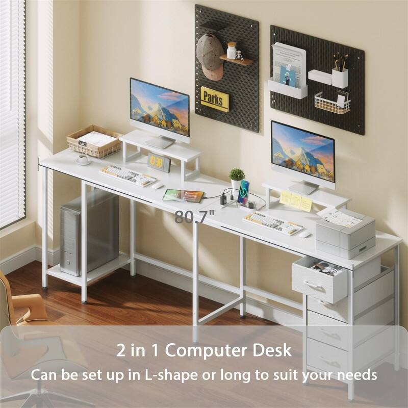 L Shaped Computer Desk Desk with 4 Adjustable Storage